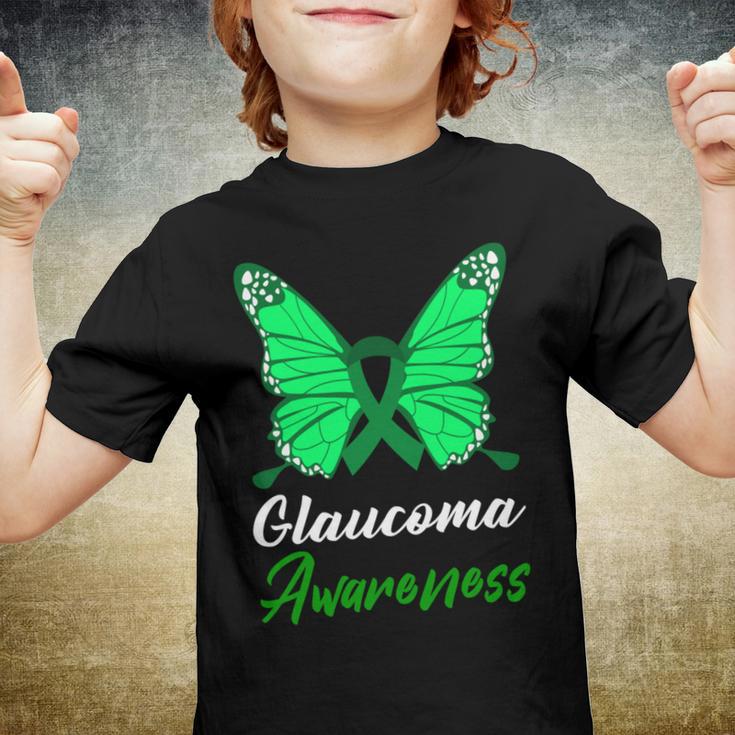 Glaucoma Awareness Butterfly Green Ribbon Glaucoma Glaucoma Awareness Youth T-shirt