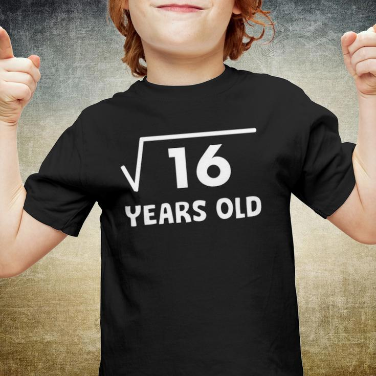 Kids Square Root Of 16 4Th Birthday 4 Years Old Math Youth T-shirt