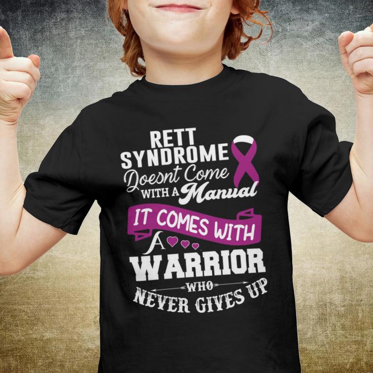 Rett Syndrome Doesnt Come With A Manual It Comes With A Warrior Who Never Gives Up Purple Ribbon Rett Syndrome Rett Syndrome Awareness Youth T-shirt