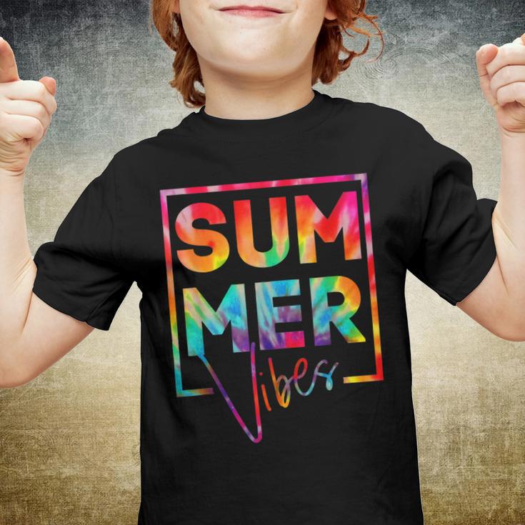 Summer Vibes Tie Dye Hello Summer Vacation Youth T-shirt