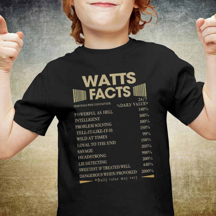Watts Name Gift Watts Facts Youth T-shirt