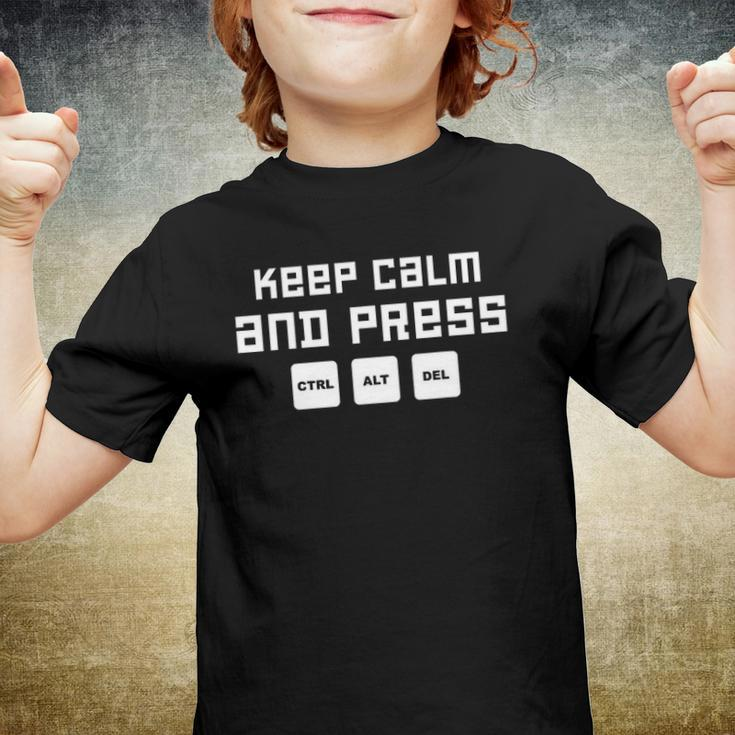 Web Designer App Developer Keep Calm And Press Ctrl Alt Del Youth T-shirt