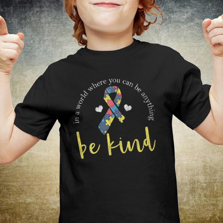 Womens Autism Kindness Ribbon Heart Support Autistic Kids Awareness V-Neck Youth T-shirt