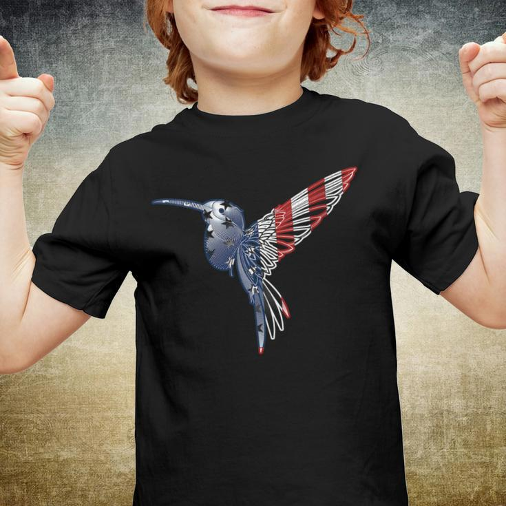 Womens Usa American Flag Dot Art Cute Bird Hummingbird 4Th Of July V2 Youth T-shirt