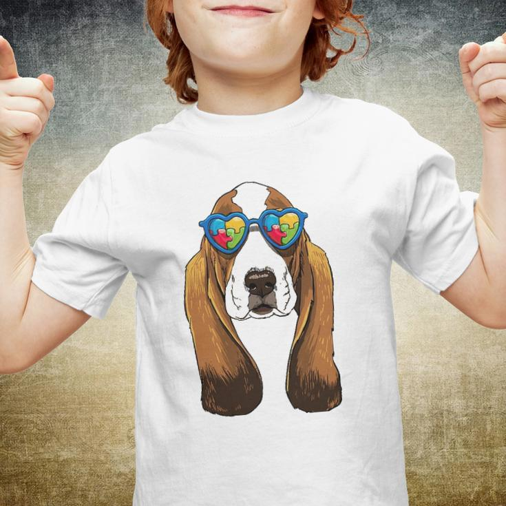 Autism Awareness Basset Hound Dog Puzzle Boys Kids Youth T-shirt