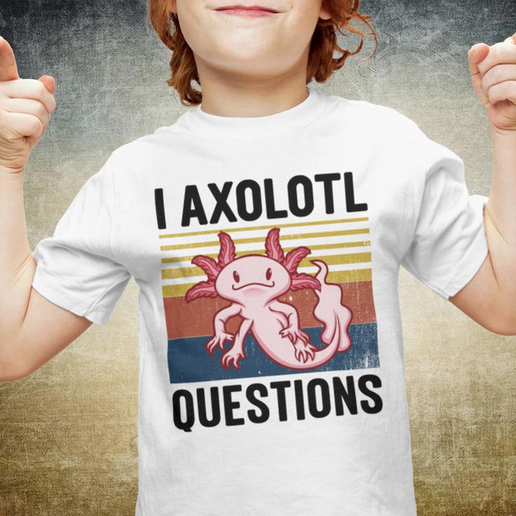 Axolotl Questions I Ask A Lot Of Questions Pun Vintage Youth T-shirt