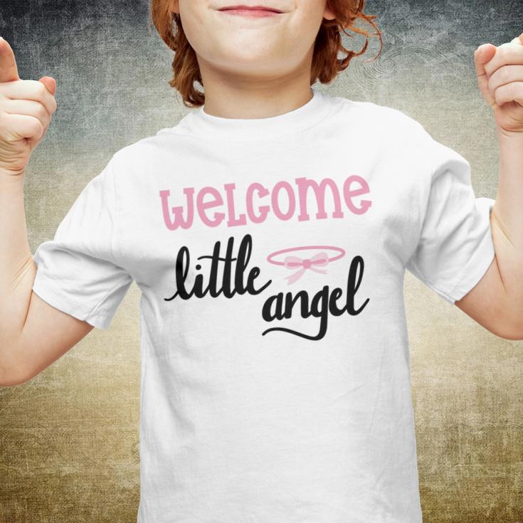 Baby Shower Text Design Welcome Little Angel Youth T-shirt