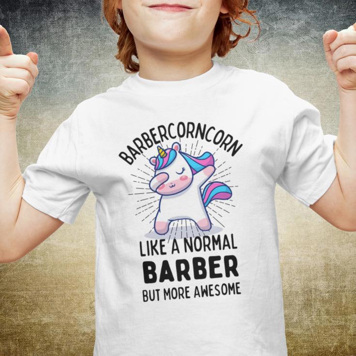 Barbercorn Funny Unicorn Dabbing Gift Like A Normal Barber But More Awesome Youth T-shirt