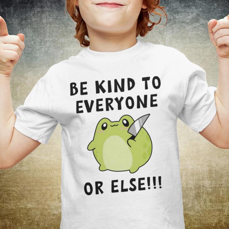 Be Kind To Everyone Or Else Funny Cute Frog With Knife Youth T-shirt