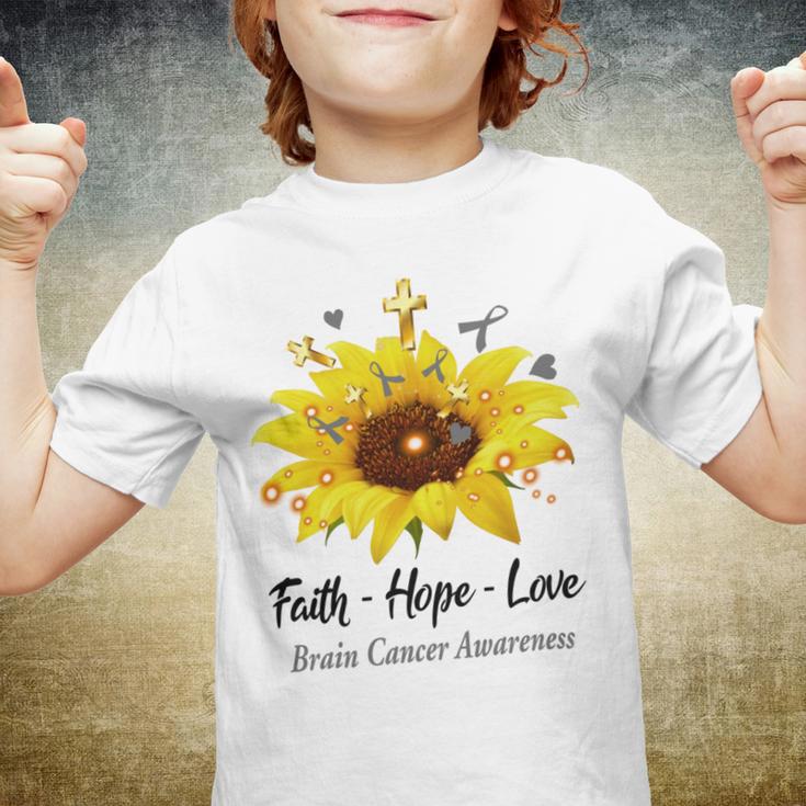 Brain Cancer Awareness Faith Hope Love Youth T-shirt