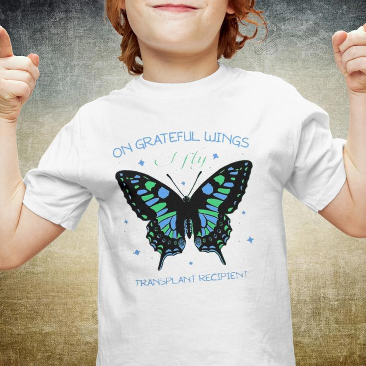 Butterfly On Grateful Wings I Fly Transplant Recipient Youth T-shirt