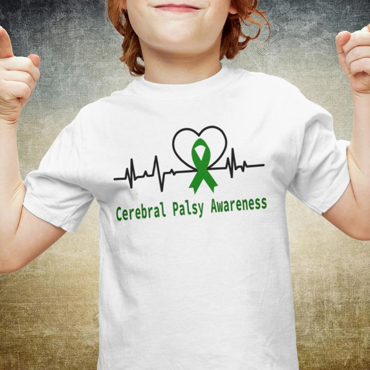 Cerebral Palsy Awareness Heartbeat Green Ribbon Cerebral Palsy Cerebral Palsy Awareness Youth T-shirt
