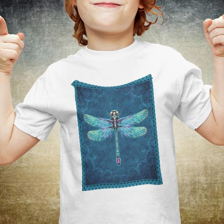 Dragonfly With Floral Vintage Youth T-shirt