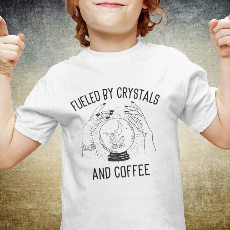 Fueled By Crystals And Coffee Witch Spells Chakra Youth T-shirt