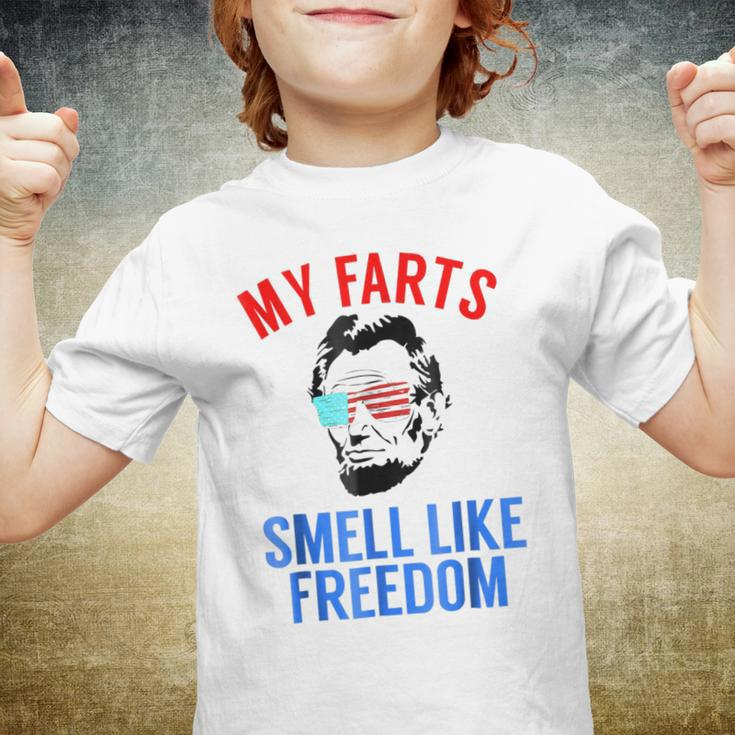 Funny Abe Lincoln July 4Th My Farts Smell Like Freedom Youth T-shirt