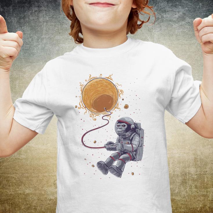 Funny Astronaut Monkey Blowing Sun V2 Youth T-shirt