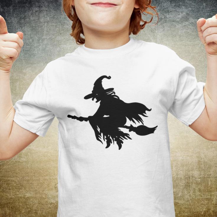 Halloween Scary Old Witch On Broom Art Design Pattern Youth T-shirt