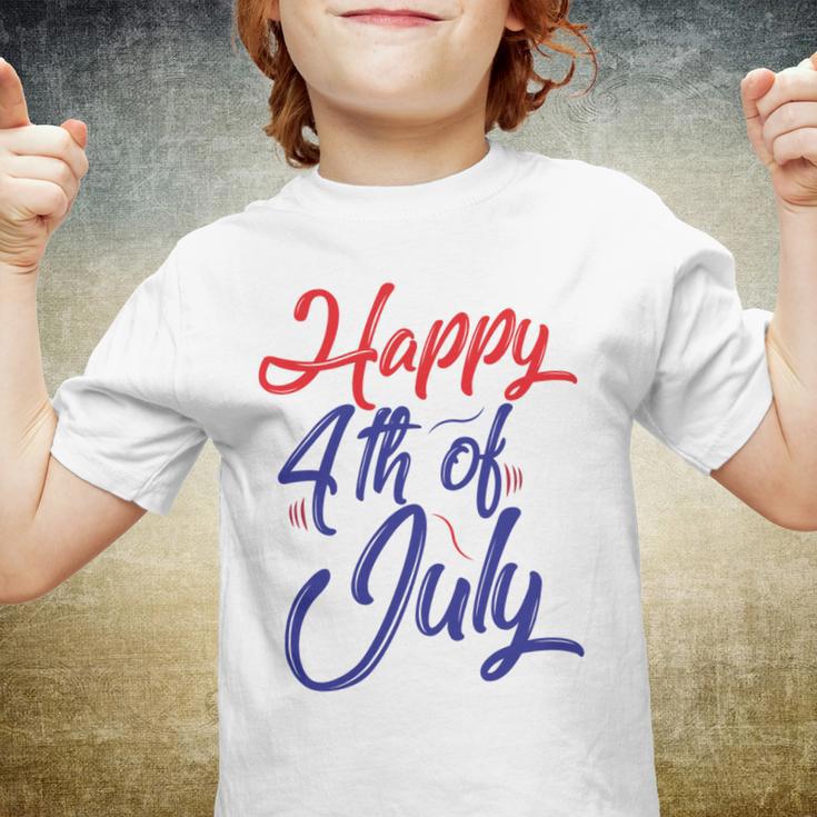 Happy 4Th Of July Dark Red Blue Text Youth T-shirt