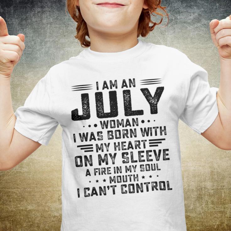 I Am An July Woman I Was Born With My Heart On My Sleevepng V2 Youth T-shirt