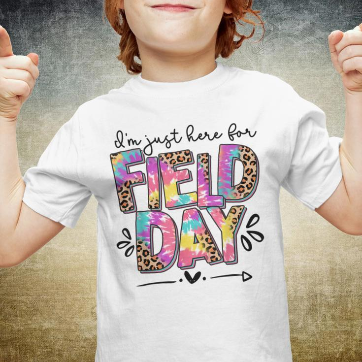 Im Just Here For Field Day Leopard Tie Dye Last Day School Youth T-shirt