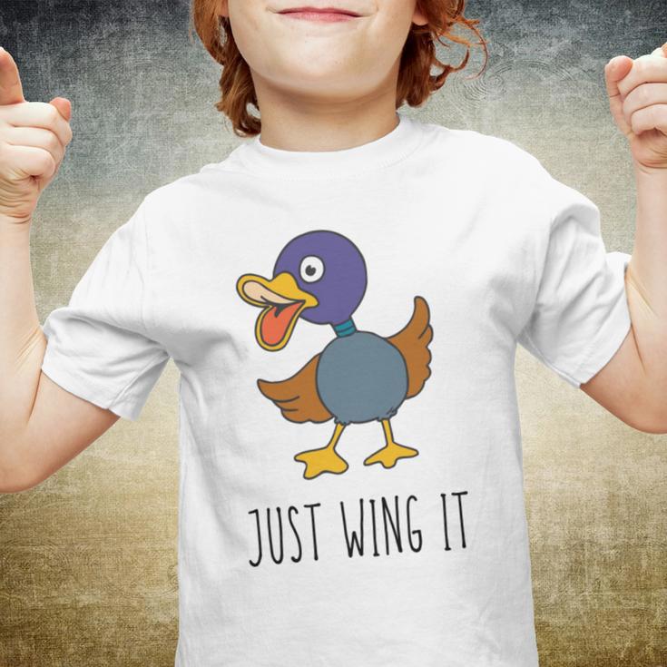 Just Wing It Duck Puns Quack Puns Duck Jokes Puns Funny Duck Puns Duck Related Puns Youth T-shirt