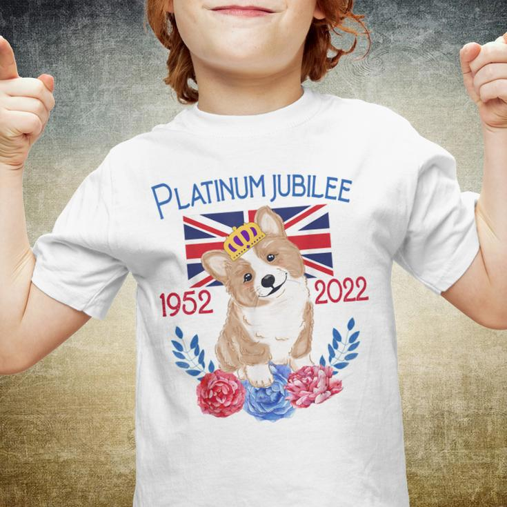 Queens Platinum Jubilee 2022 British Monarch Queen Corgi Youth T-shirt