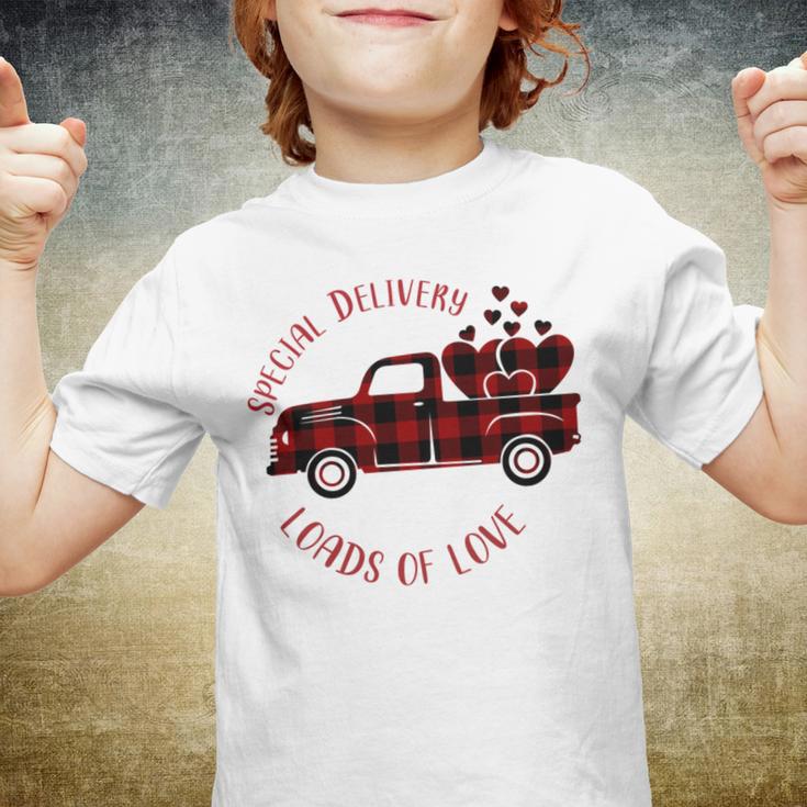 Special Delivery Valentines Car Red Plaid Youth T-shirt