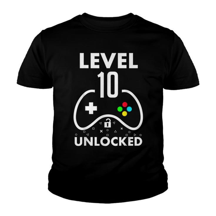 10Th Birthday  Level 10 Unlocked Video Gamer Birthday  Youth T-shirt