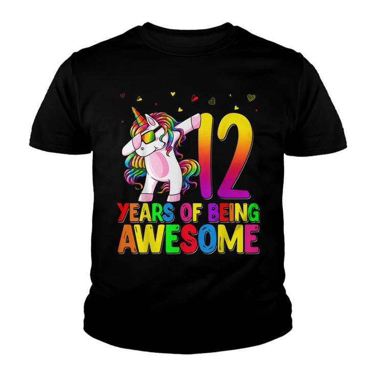 12 Years Old Birthday Unicorn Dabbing 12Th Birthday Unicorn  Youth T-shirt