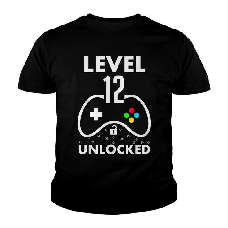12Th Birthday  Level 12 Unlocked Video Gamer Birthday  Youth T-shirt