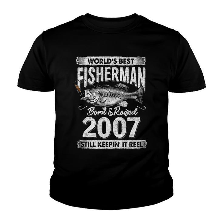 15 Years Old Fisherman Born In 2007 Fisherman 15Th Birthday Youth T-shirt