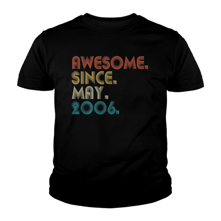 16 Years Old Awesome Since May 2006 16Th Birthday Gift Youth T-shirt