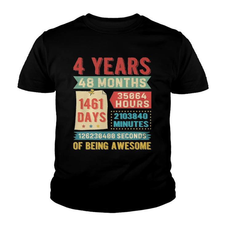 4Th Birthday For Girls Boys 4 Years Old Being Awesome Bday Youth T-shirt