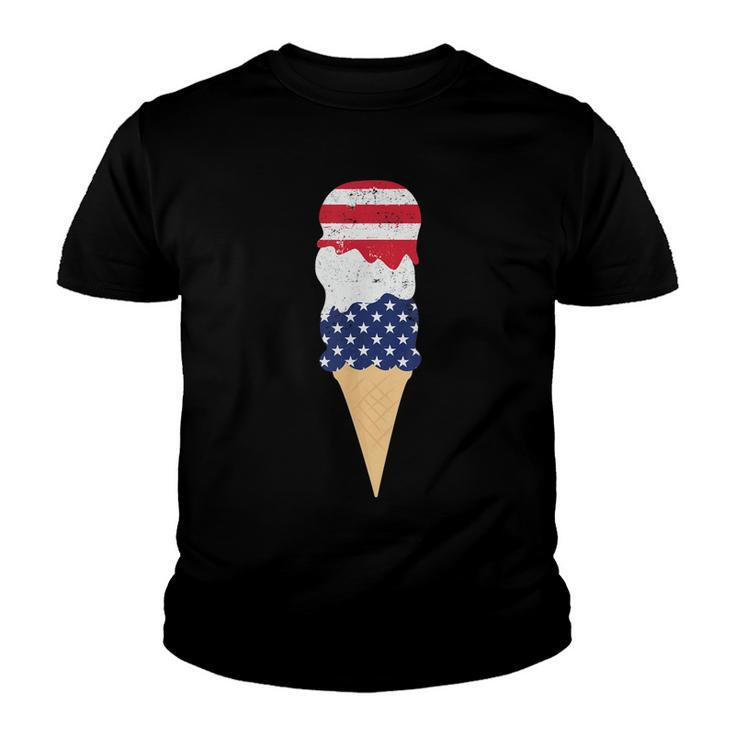 4Th Of July Patriotic Ice Cream  For Independence Day Youth T-shirt