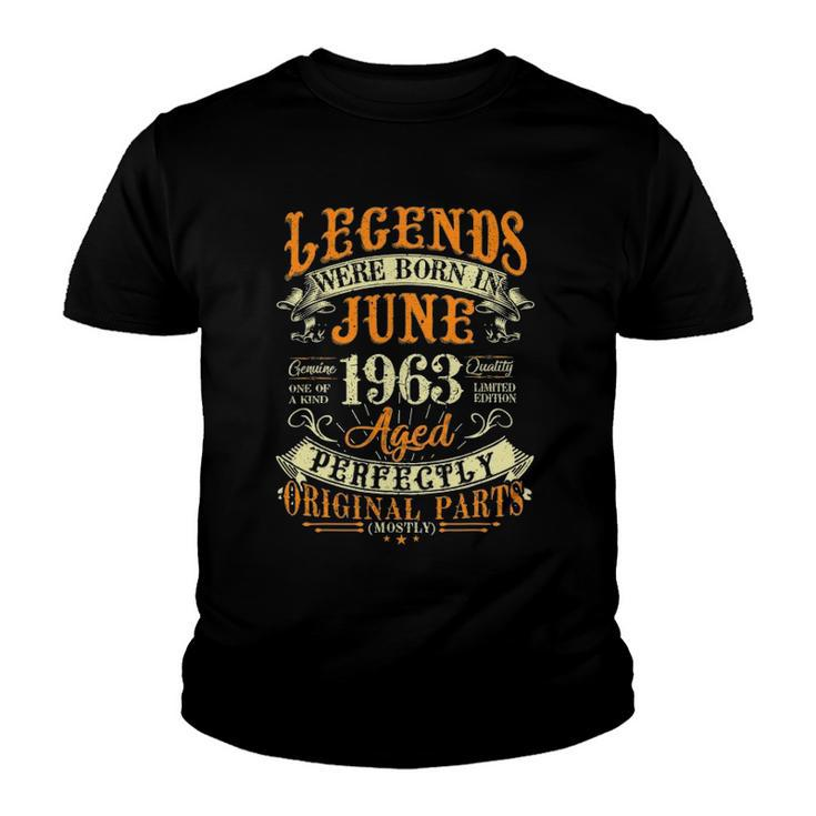 59Th Birthday Gift 59 Years Old Legends Born In June 1963 Birthday Party Youth T-shirt
