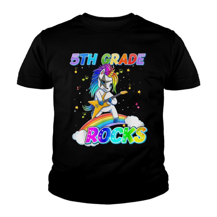 5Th Grade Rocks Unicorn Rainbow Back To School Student Kids  Youth T-shirt