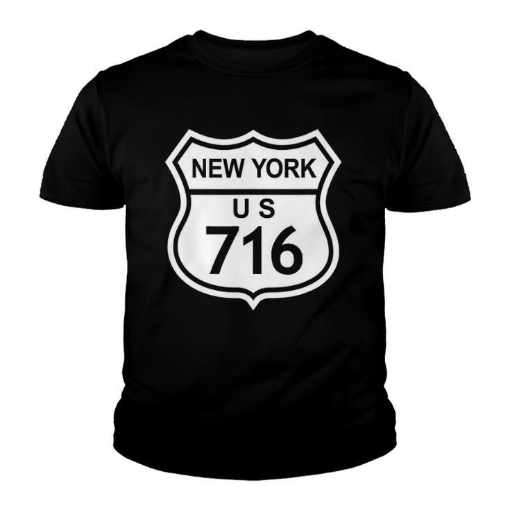 716 New York Area Code Ny Highway Home State Gift Youth T-shirt
