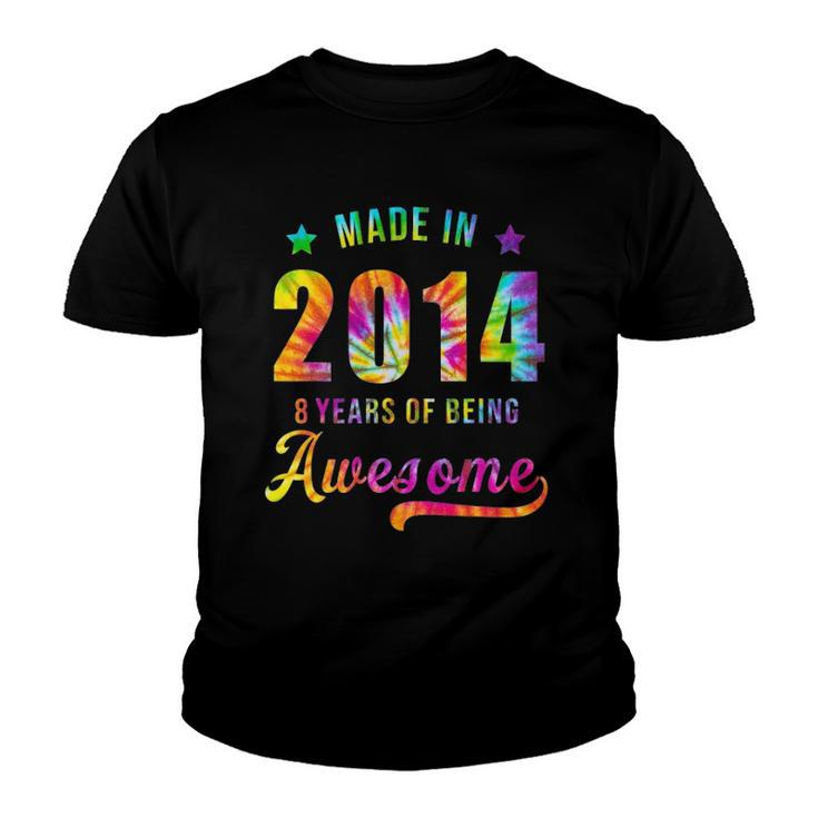 8 Years Old 8Th Birthday 2014 Tie Dye Awesome Youth T-shirt