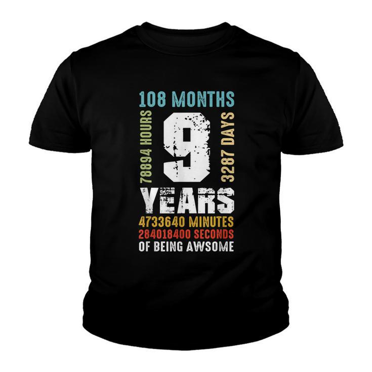 9 Years Being Awesome 9Th Birthday Gift Boy Girl  Youth T-shirt