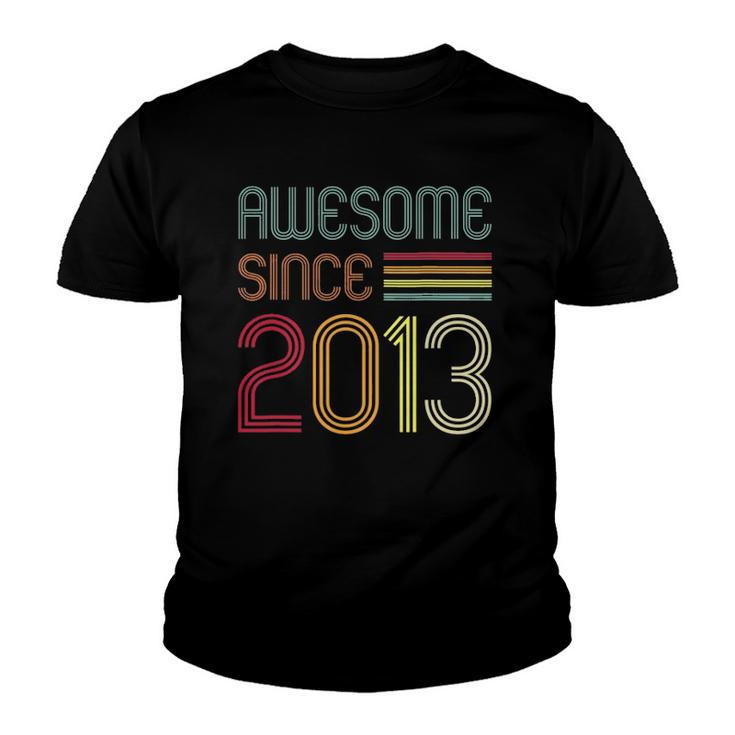 9 Years Old Gifts Awesome Since 2013 9Th Birthday Retro Youth T-shirt