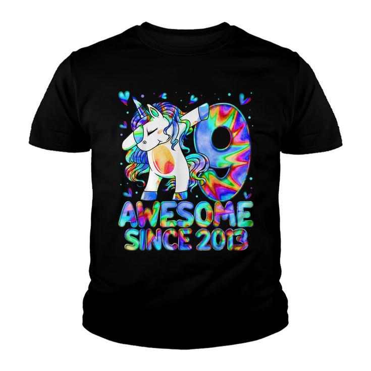 9Th Birthday Colorful Tie Dye 9 Year Old Unicorn Girls Gifts  V2 Youth T-shirt