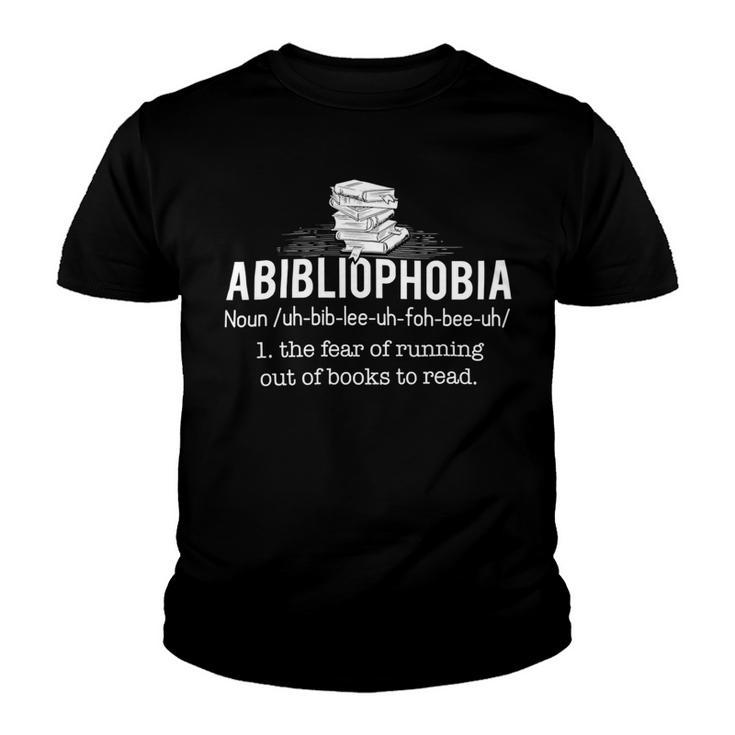 Abibliophobia Funny Reading Bookworm Reader 24Ya1 Youth T-shirt
