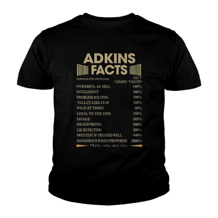 Adkins Name Gift   Adkins Facts Youth T-shirt
