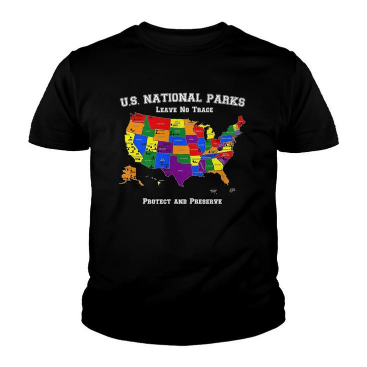 All 63 Us National Parks Design For Campers Hikers Walkers Youth T-shirt