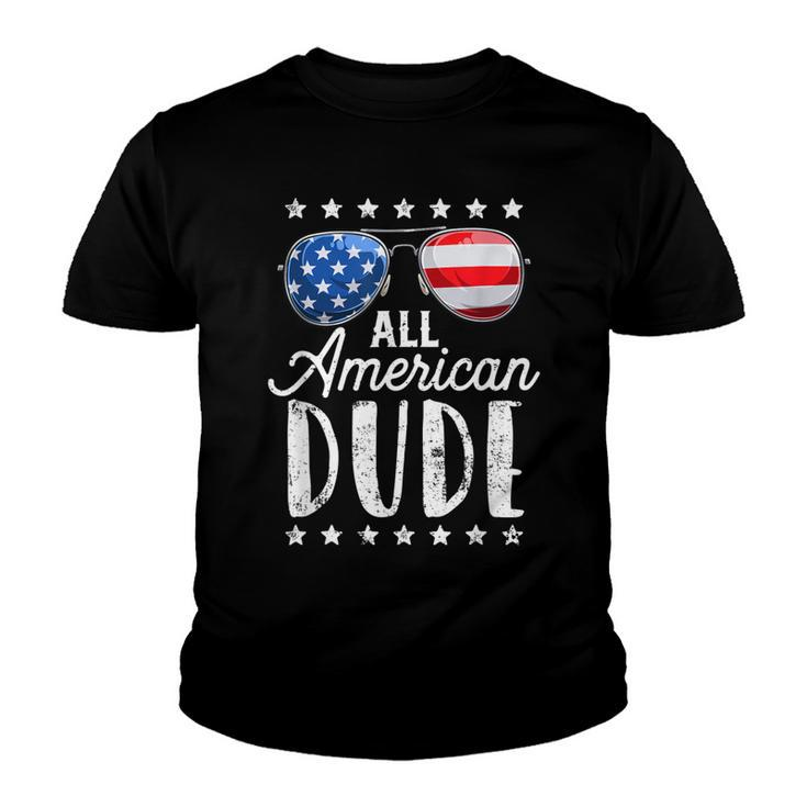 All American Dude 4Th Of July Boys Kids Sunglasses Family  Youth T-shirt
