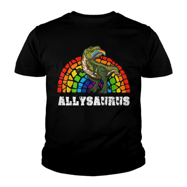 Allysaurus Dinosaur In Rainbow Flag For Ally Lgbt Pride  V3 Youth T-shirt