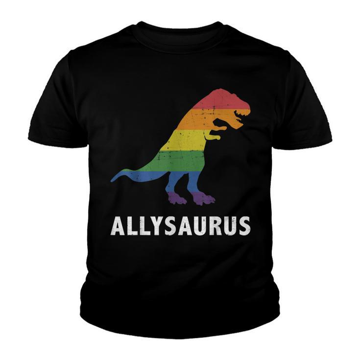 Allysaurus Dinosaur In Rainbow Flag For Ally Lgbt Pride  Youth T-shirt