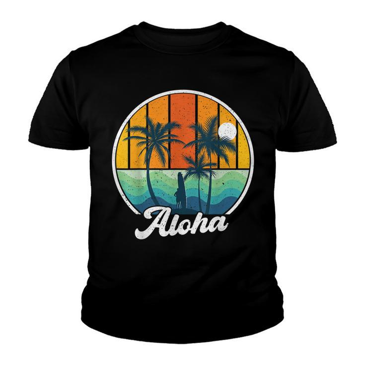 Aloha Hawaii Hawaiian  For Boys Girls Palm Tree Surf  Youth T-shirt