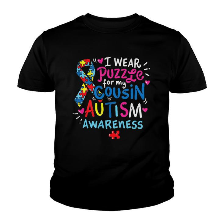 Autism Awareness I Wear Puzzle For My Cousin Youth T-shirt