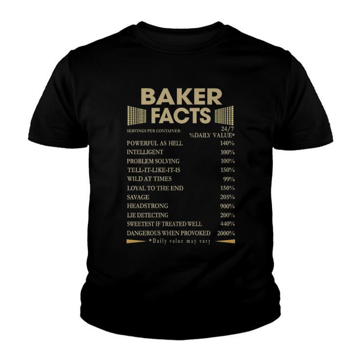 Baker Name Gift   Baker Facts Youth T-shirt